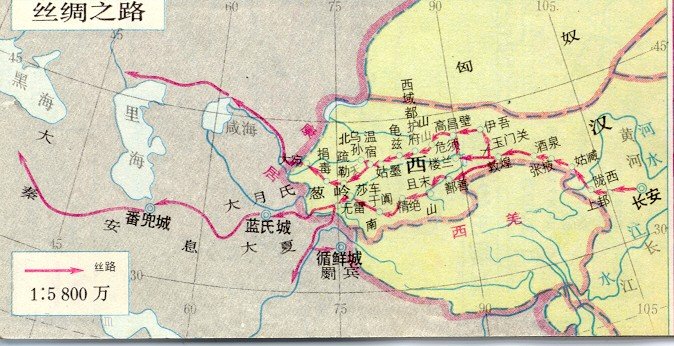 西汉丝绸之路线路图预览图