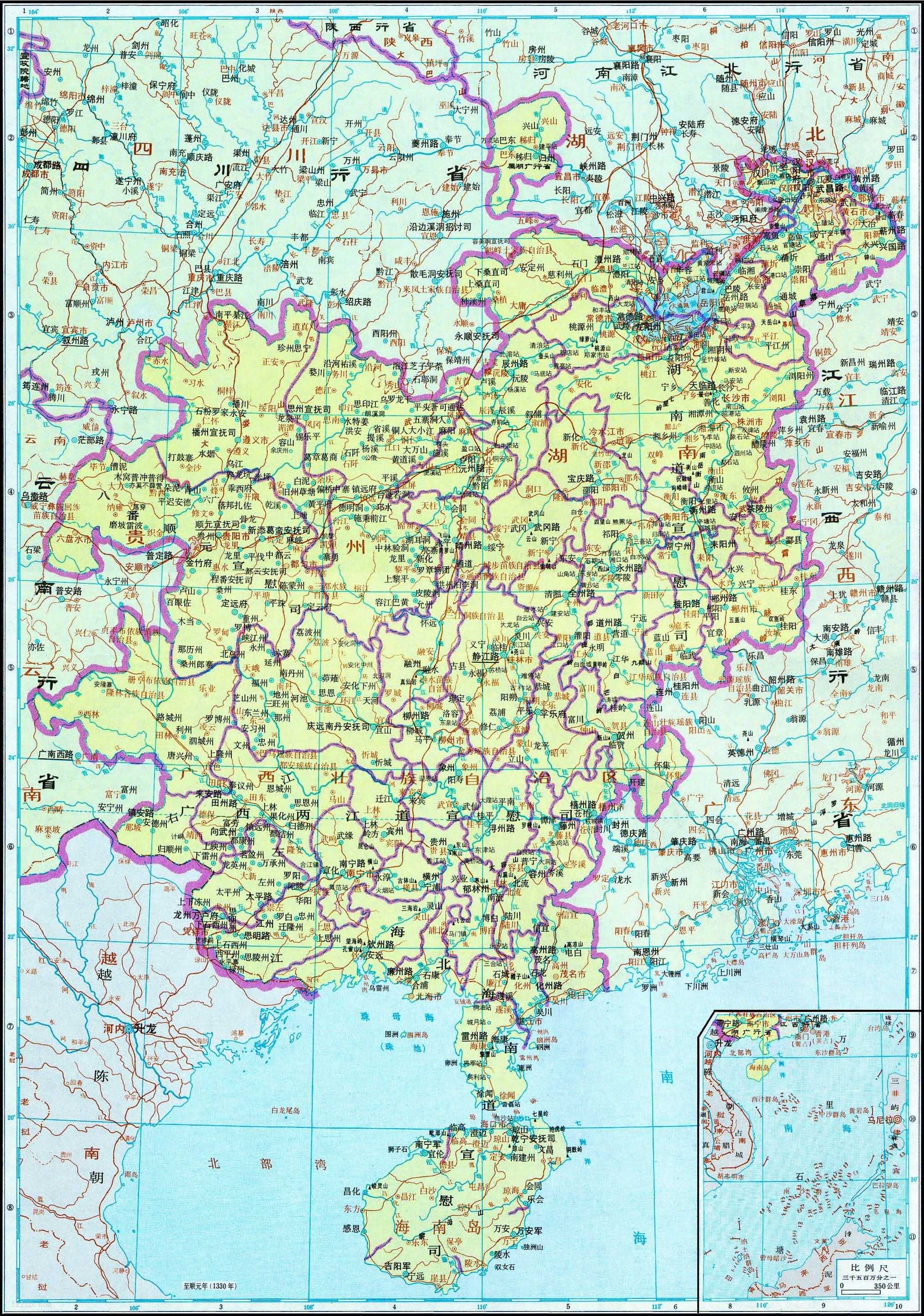 元代 湖广行省地图全图高清版