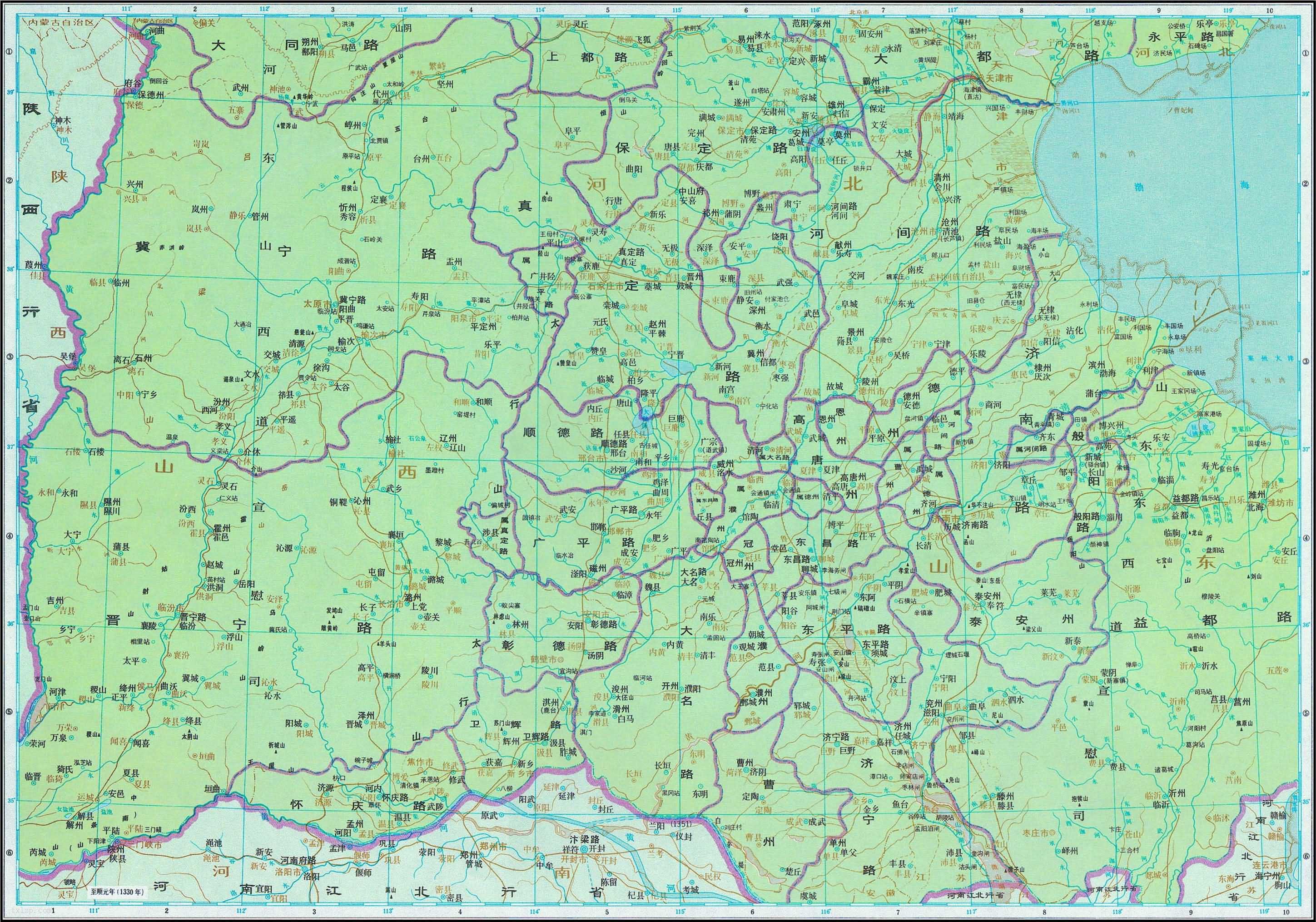 元代 中书省南部 历史地图预览图