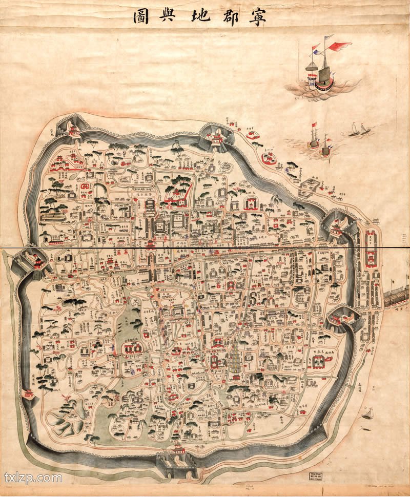 1846年《宁郡地舆图》宁波地图预览图1