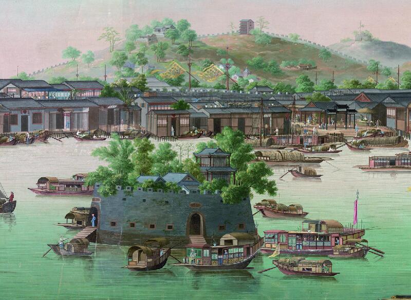 1764-1770年《广州城珠江滩景图》预览图3