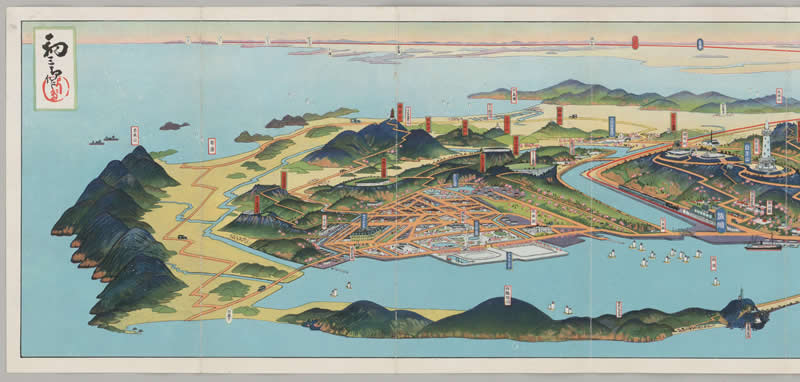 1927年旅顺鸟瞰彩绘地图预览图