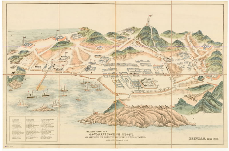 1898年青岛俯瞰手绘地图预览图