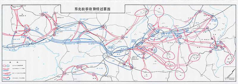 解放战争《东北战场夏秋冬攻势战役经过要图》高清JPG图片预览图