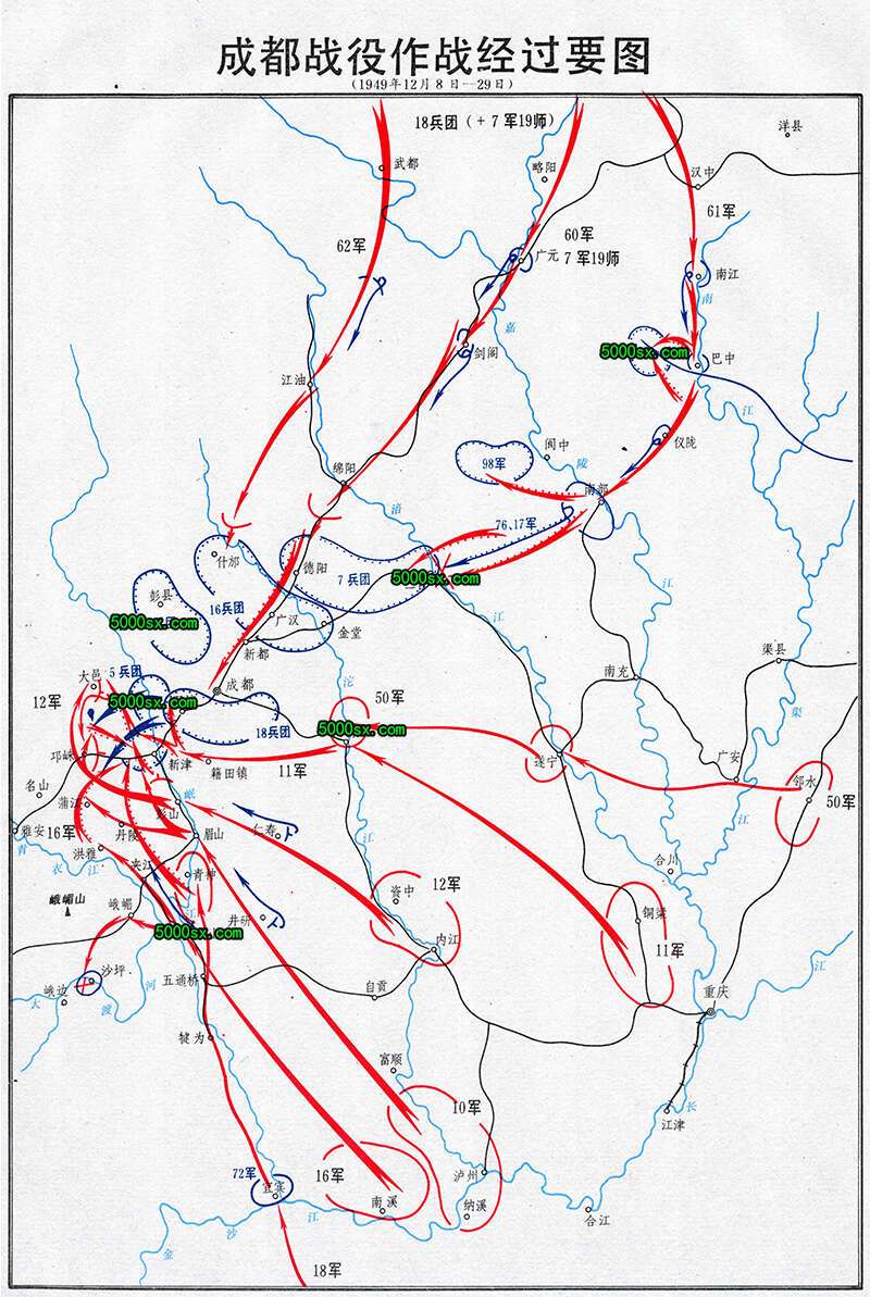 解放战争《成都战役作战经过要图》高清版预览图