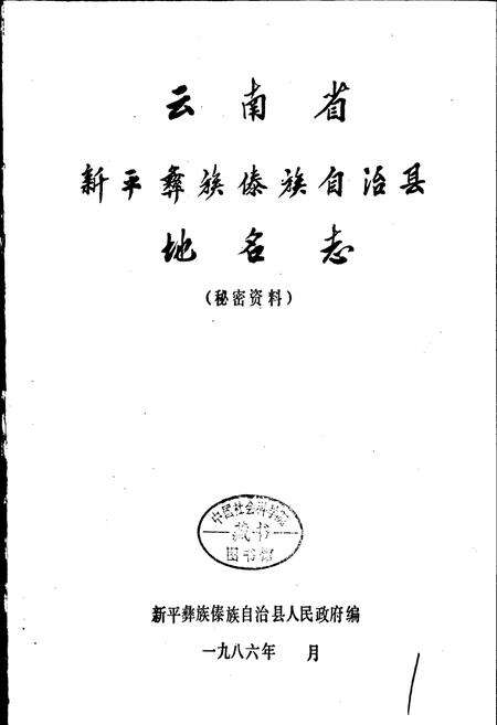 《云南省新平彝族傣族自治县地名志》.pdf_云南省志预览图1