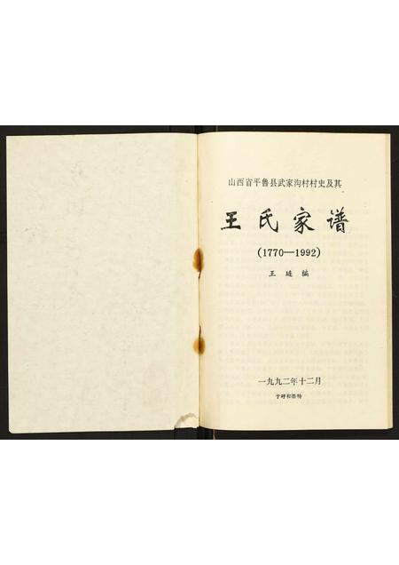 山西王氏-山西省平鲁县武家沟村村史及其王氏家谱.pdf电子版预览图2