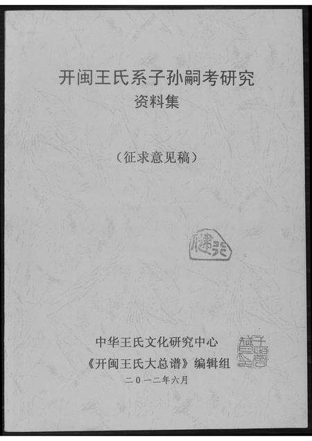 福建王氏族谱-开闽王氏系子孙嗣考研究资料集.pdf电子版缩略图