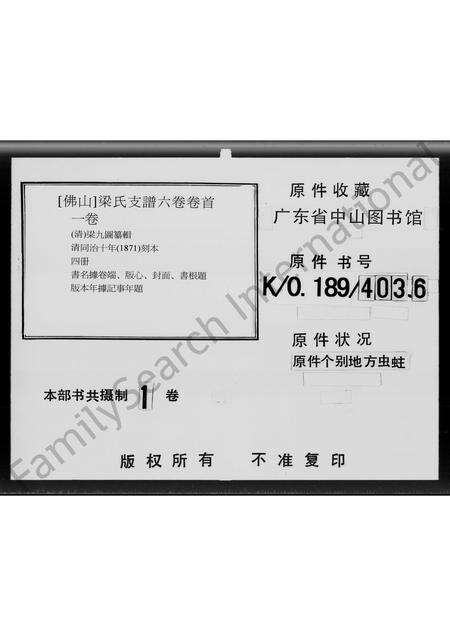 广东梁氏族谱-梁氏支谱 [6卷,首1卷].pdf电子版缩略图