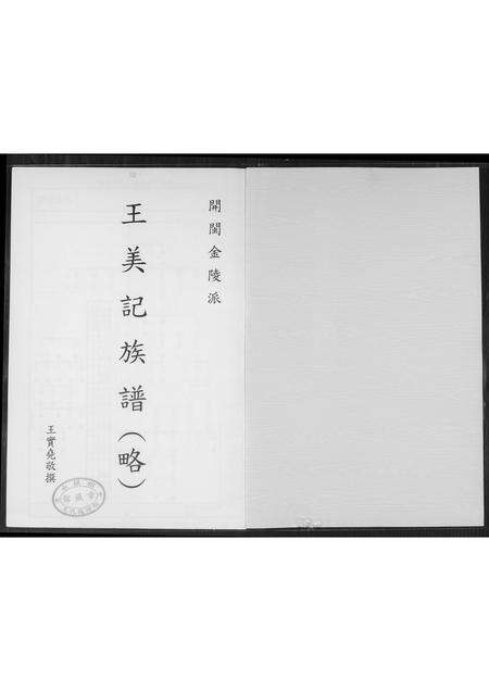 福建王氏族谱-王美记族谱.开闽金陵派渡台始祖尊炳公世系履历.pdf电子版预览图1