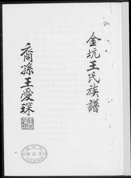 福建王氏族谱-金坑王氏族谱[2卷].pdf电子版预览图1