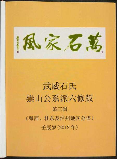 广东石氏族谱-武威石氏族谱.pdf电子版预览图1