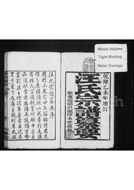 安徽汪氏族谱-汪氏纂要 [4卷,首末各1卷].pdf电子版预览图1