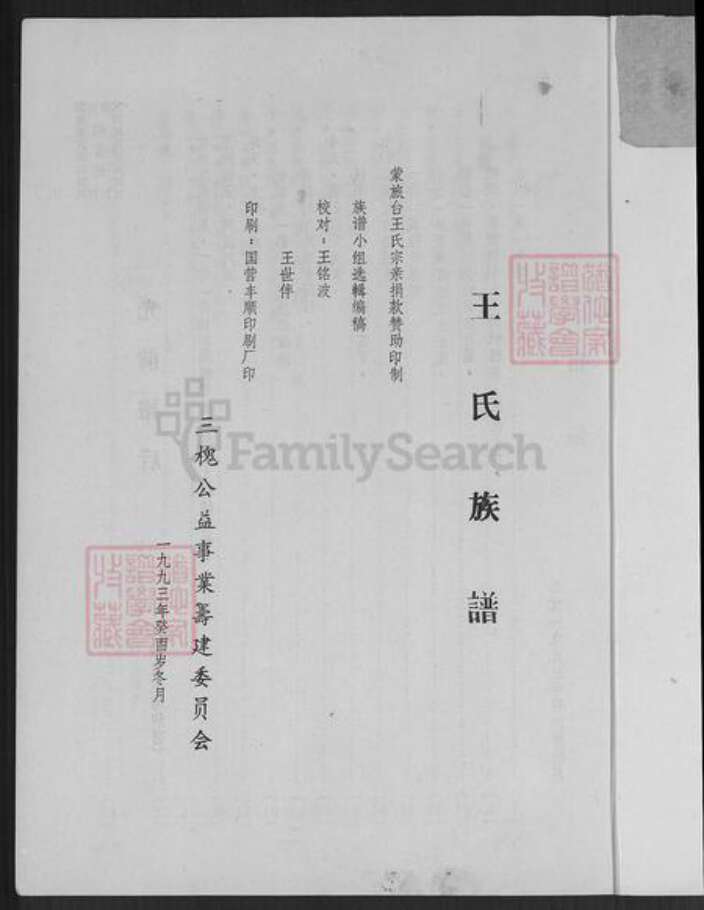 广东省梅州市丰顺县建桥镇王氏族谱-王氏族谱.pdf电子版预览图1