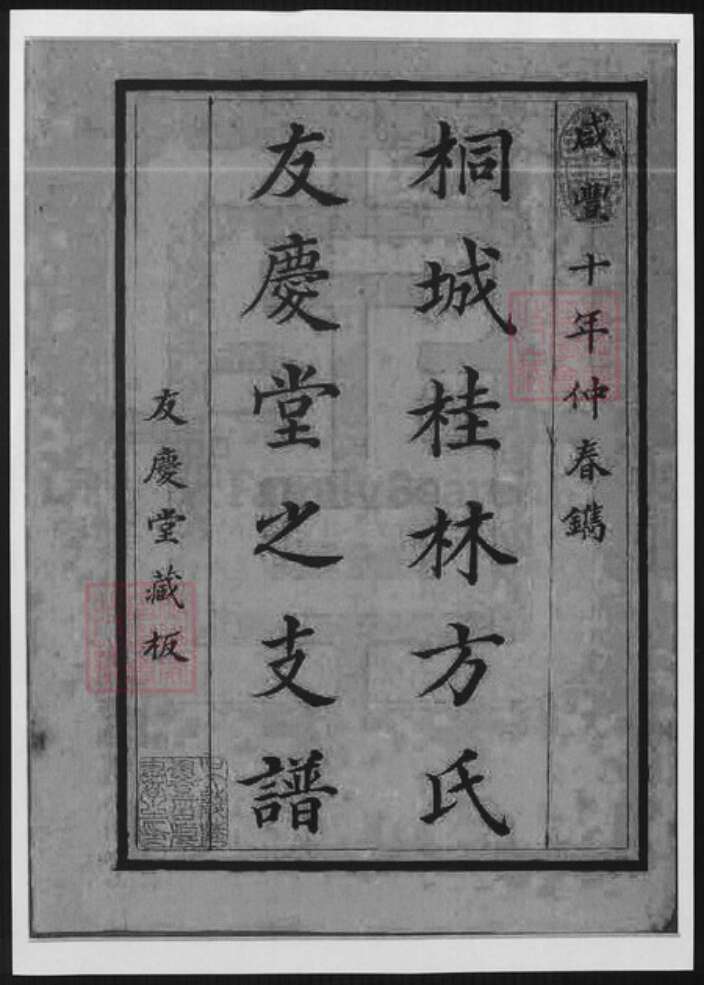 安徽省安庆市桐城市方氏族谱-安徽桐城桂林方氏友庆堂支谱.pdf电子版预览图1