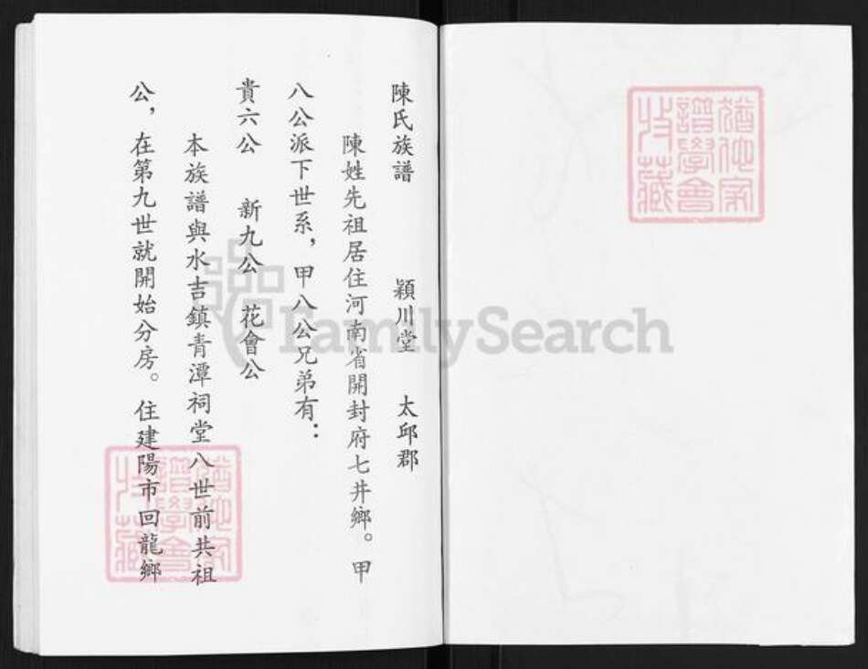 福建省南平市建阳区回龙乡陈氏颖川堂族谱-陈氏族谱.pdf电子版预览图1