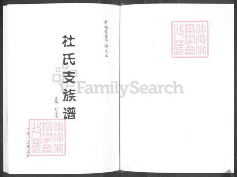 山东省淄博市淄川区杜氏族谱-新编黄崖千峪大王.杜氏支族谱.pdf电子版预览图1