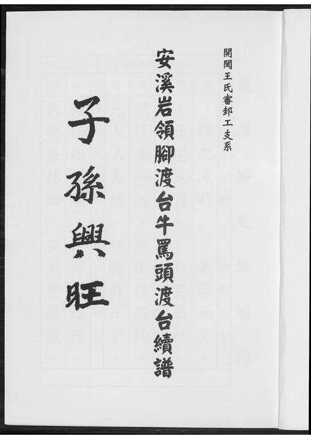 福建王氏族谱-安溪岩岭脚王氏渡台牛骂头续谱.pdf电子版预览图1