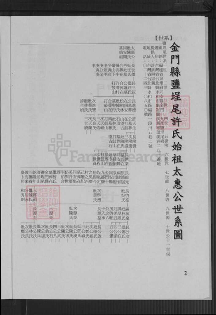 福建省泉州市金门县金城许氏族谱-金门盐埕尾许氏世系图.pdf电子版预览图2