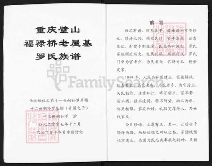 重庆市璧山区福禄镇罗氏族谱-罗氏族谱.pdf电子版预览图2