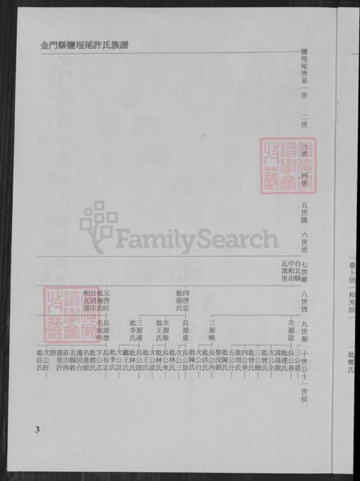 福建省泉州市金门县金城许氏族谱-金门盐埕尾许氏世系图.pdf电子版预览图3