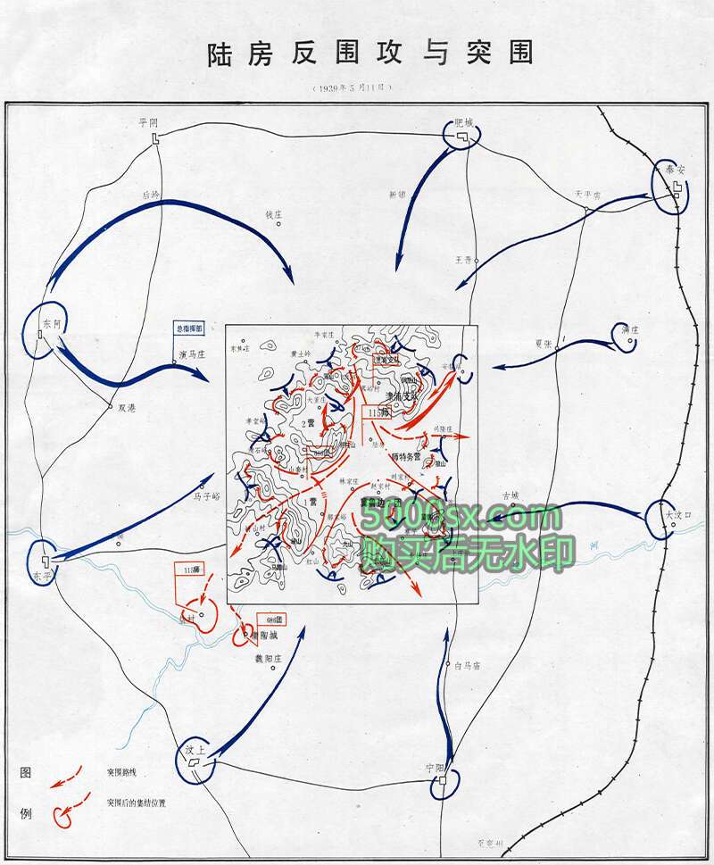 解放战争陆房反围攻与突围作战图预览图