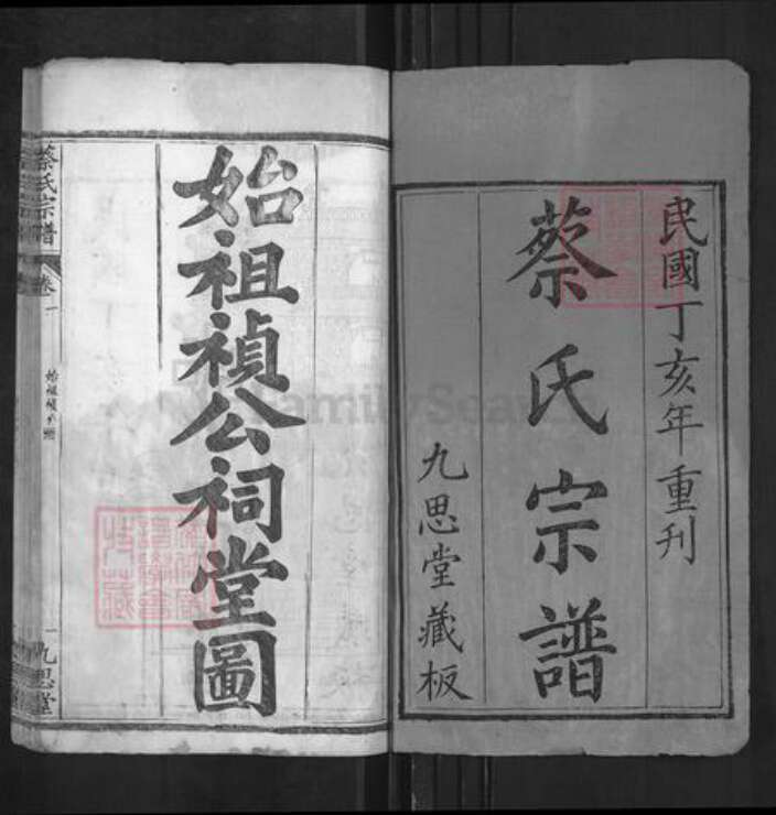 湖北省武汉市新洲区蔡氏九思堂族谱-蔡氏宗谱.pdf电子版预览图1