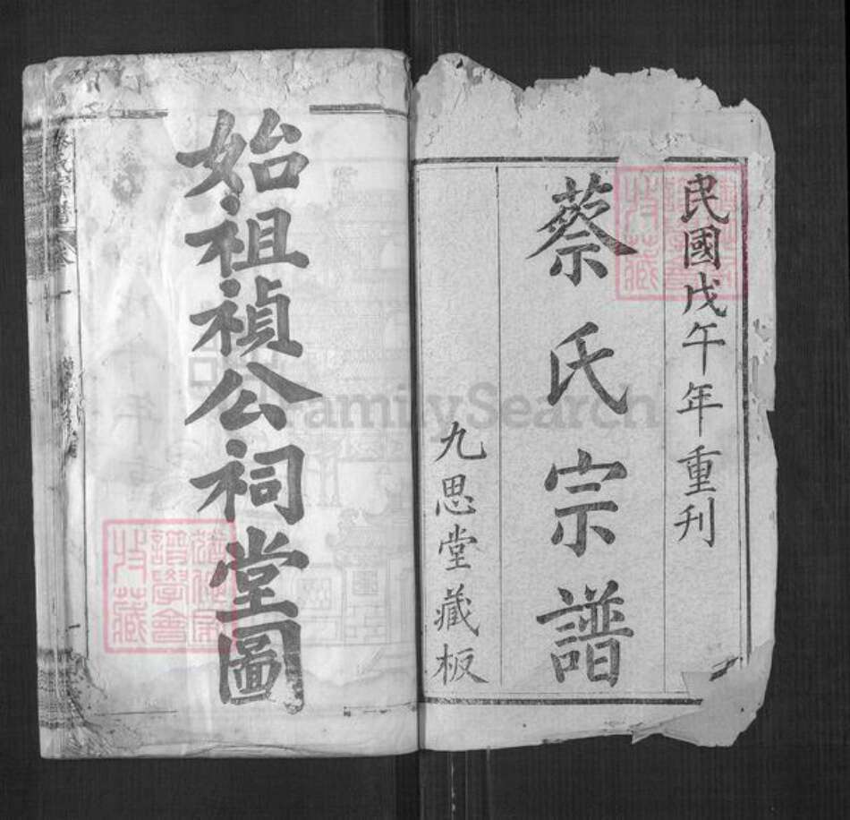 湖北省黄冈市麻城市蔡氏九思堂族谱-蔡氏宗谱.pdf电子版预览图1