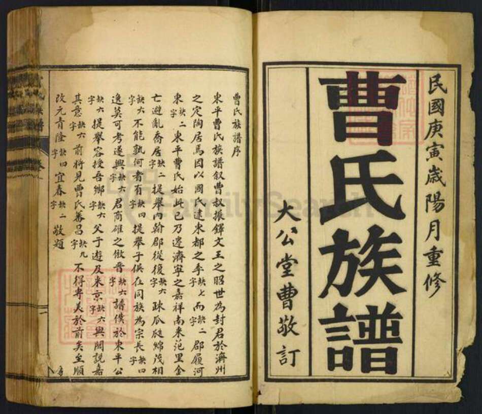 山东省泰安市东平县曹氏大公堂族谱-曹氏族谱.pdf电子版预览图1