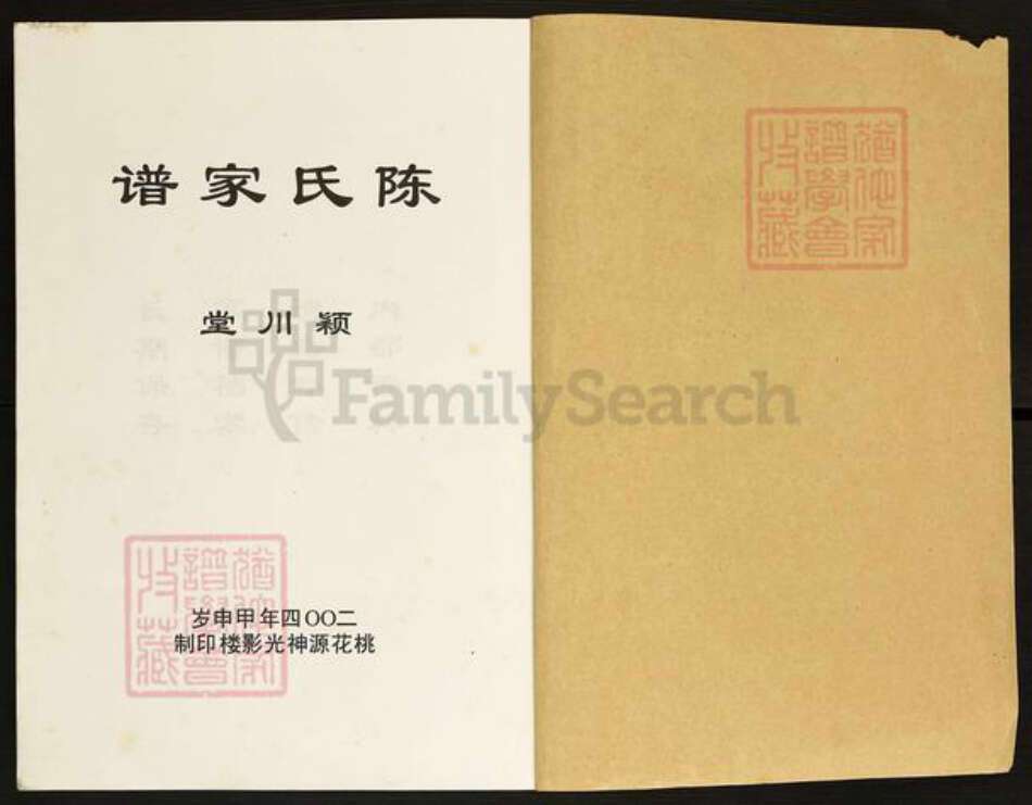 湖南省常德市桃源县陈氏颍川堂族谱-陈氏家谱.pdf电子版预览图1