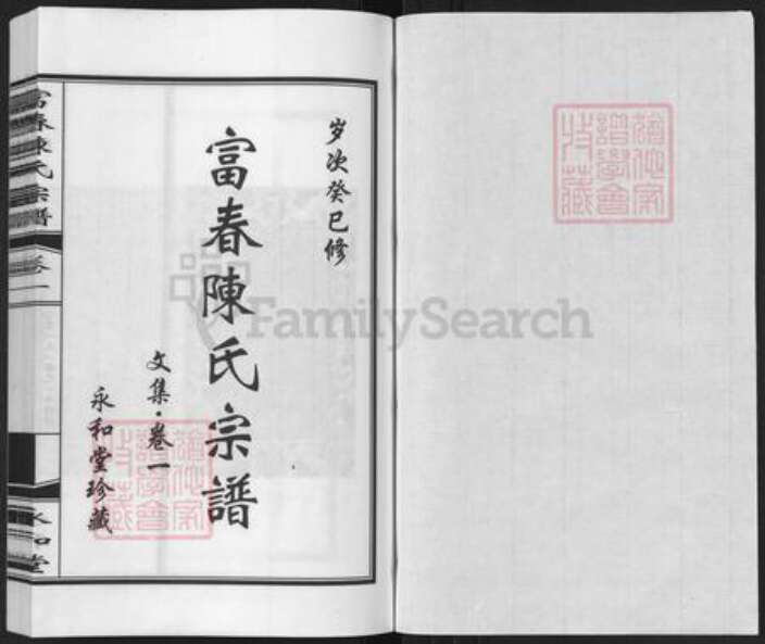 浙江省杭州市萧山区萧山陈氏永和堂族谱-富春陈氏宗谱.pdf电子版预览图1