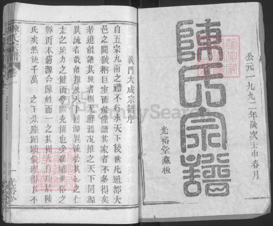 湖北省武汉市新洲区陈氏光裕堂族谱-陈氏宗谱.pdf电子版预览图1