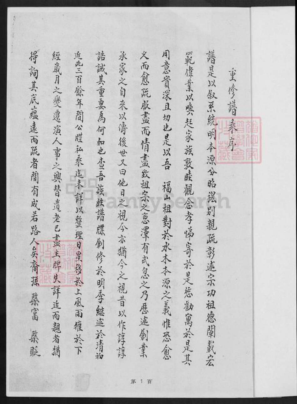 福建省厦门市同安区新民镇陈氏族谱-陈氏长房私谱.pdf电子版预览图1