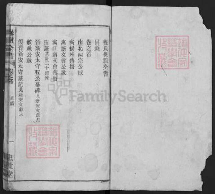 安徽省黄山市屯溪区屯光镇程氏世忠堂族谱-灊岳程氏宗谱.pdf电子版预览图1