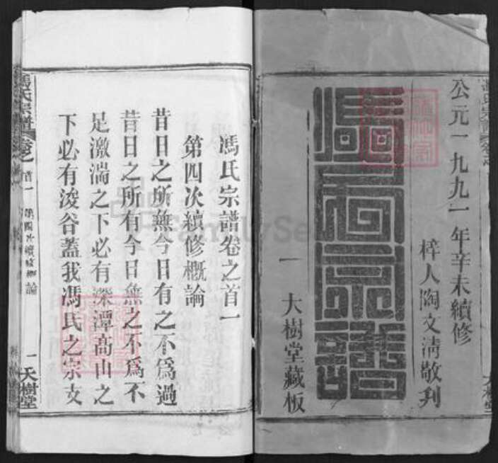 湖北省武汉市黄陂区冯氏大树堂族谱-冯氏宗谱.pdf电子版预览图1