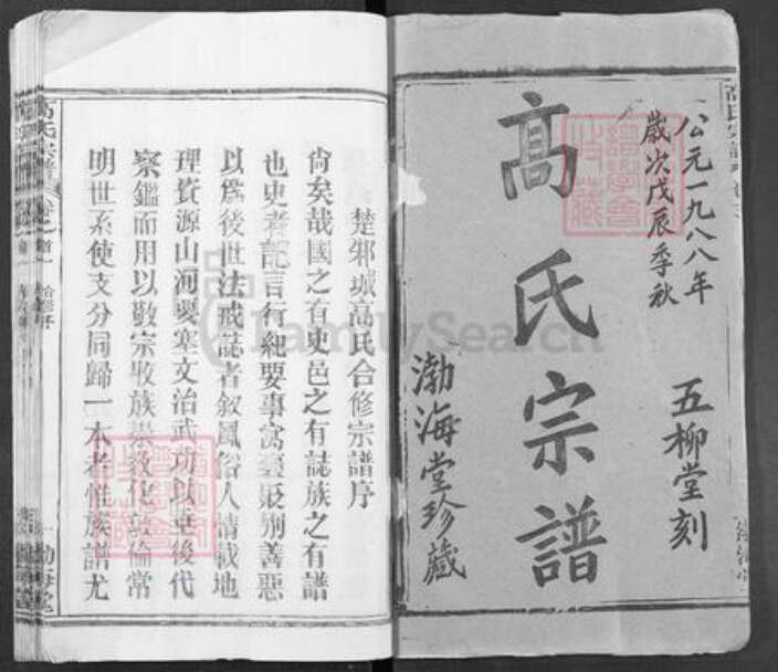 湖北省武汉市新洲区高氏渤海堂族谱-高氏宗谱.pdf电子版预览图1