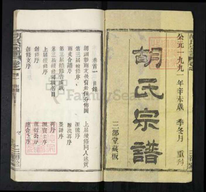 湖北省武汉市新洲区胡氏三郄堂族谱-胡氏宗谱.pdf电子版预览图1