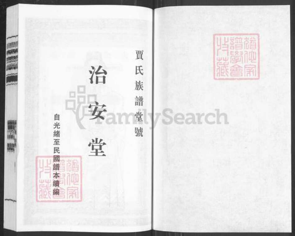 江苏省泰州市泰兴市古溪镇贾氏治安堂族谱-贾氏族谱.pdf电子版预览图1