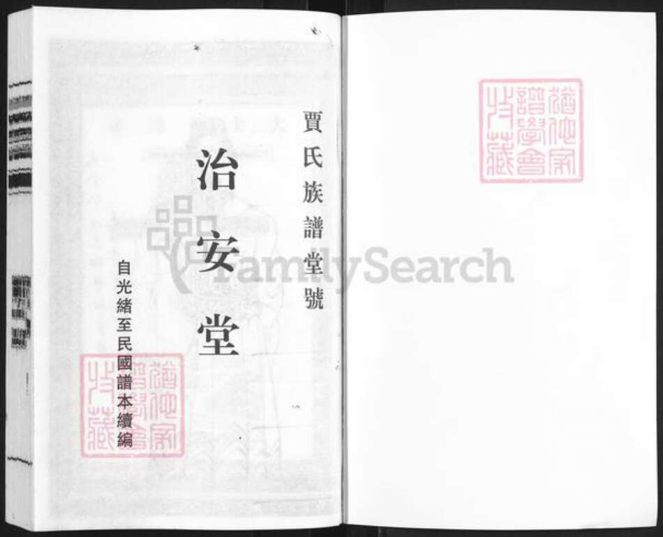 江苏省泰州市泰兴市黄桥镇贾氏治安堂族谱-贾氏族谱.pdf电子版预览图1