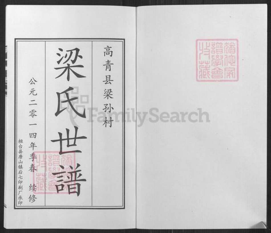 山东省淄博市高青县唐坊镇梁氏族谱-山东高青梁氏世谱.pdf电子版预览图1