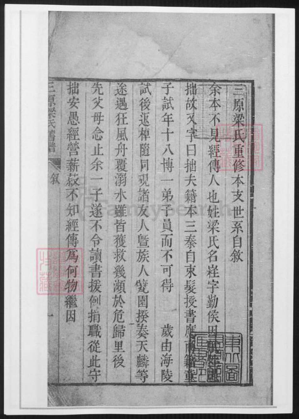 陕西省梁氏族谱-三原梁氏旧谱.pdf电子版预览图1