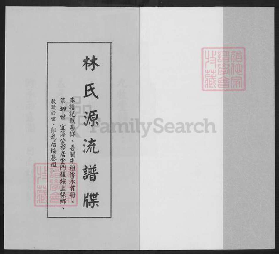 福建省泉州市金门县林氏九牧堂族谱-金门后埯上保乡林氏族谱.pdf电子版预览图1