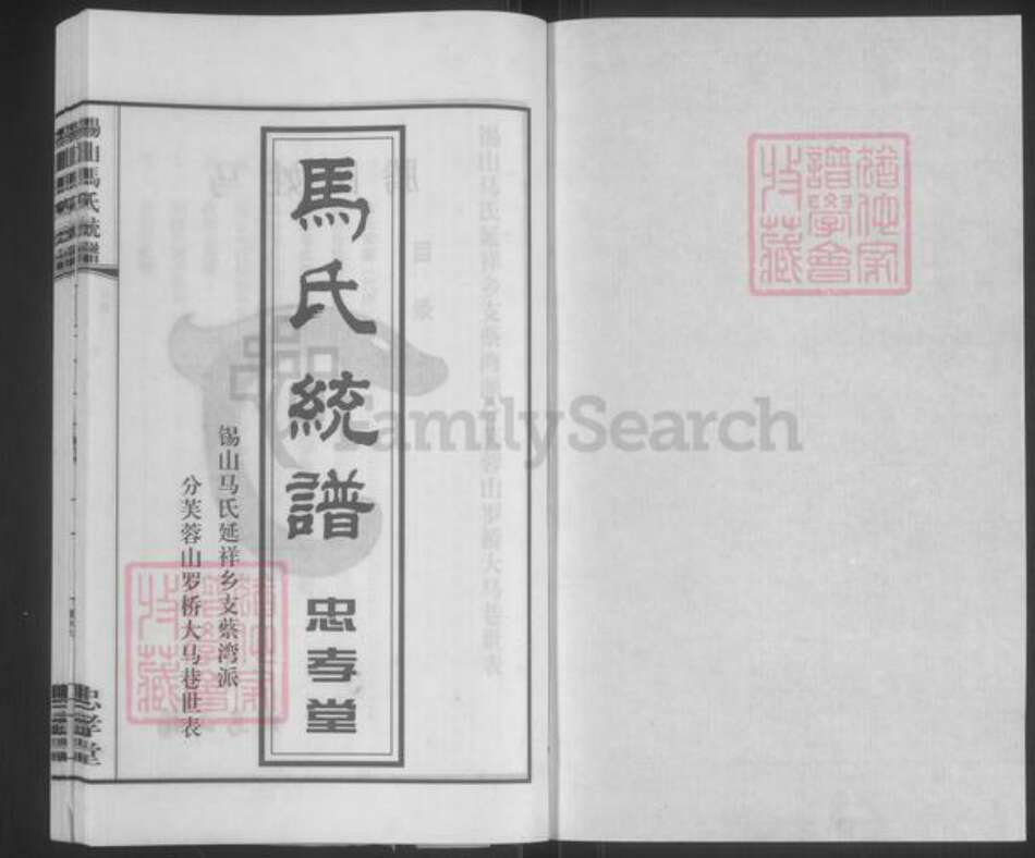 江苏省无锡市锡山区鹅湖镇马氏忠孝堂族谱-马氏统谱.锡山马氏延祥乡支蔡湾派.pdf电子版预览图1