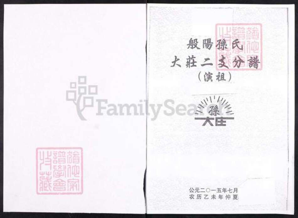 山东省淄博市博山区孙氏九如堂族谱-般阳孙氏大庄二支分谱(演祖).pdf电子版缩略图