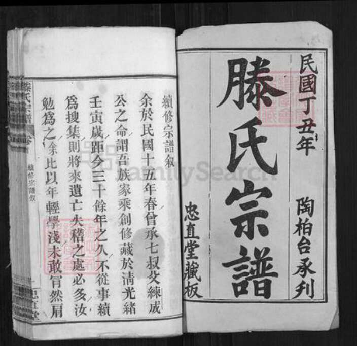 湖北省黄冈市滕氏忠直堂族谱-滕氏宗谱.pdf电子版预览图1