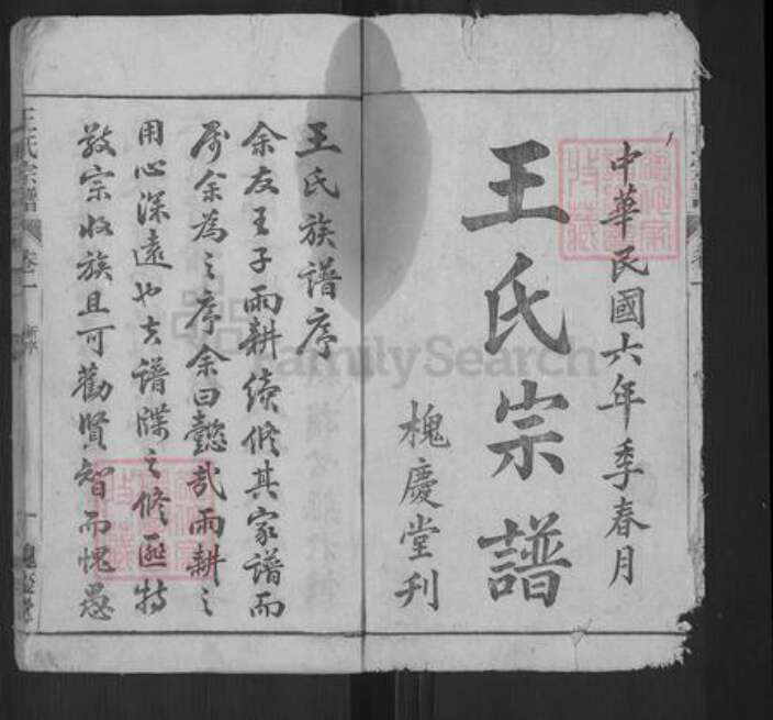 安徽省安庆市枞阳县项铺镇王氏槐庆堂族谱-炭端口王氏宗谱.pdf电子版预览图1