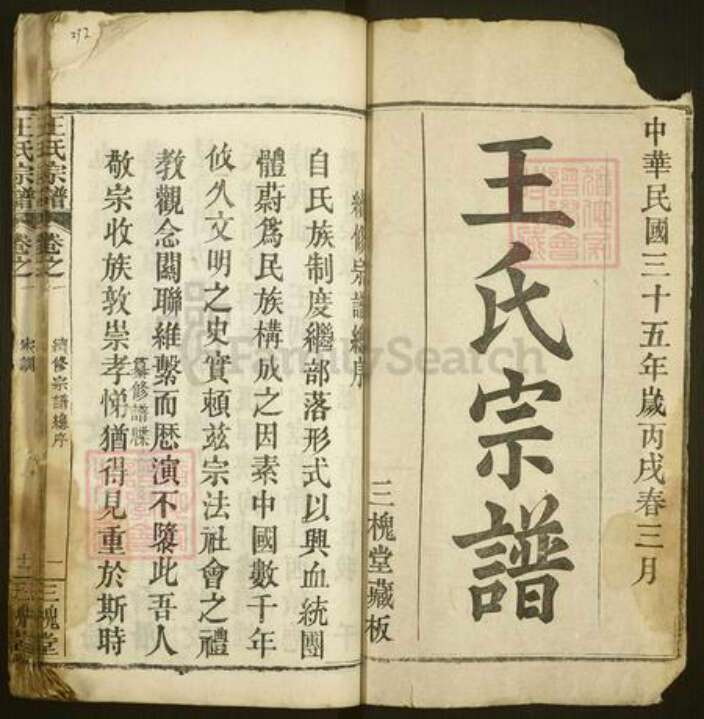 湖北省黄冈市麻城市王氏三槐堂族谱-王氏宗谱.pdf电子版预览图1
