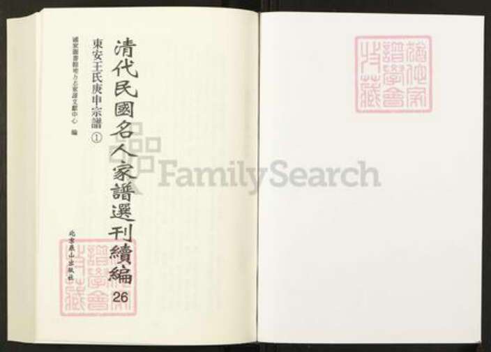 湖北省黄冈市罗田县王氏族谱-清代民国名人家谱选刊续编.第26~33册.东安王氏庚申宗谱.pdf电子版预览图1