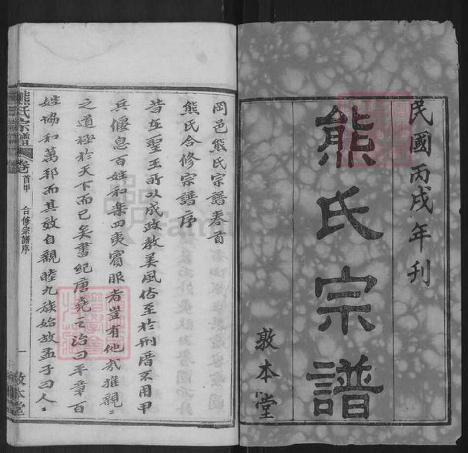 湖北省黄冈市武穴市四望镇熊氏敦本堂族谱-熊氏宗谱.pdf电子版预览图1
