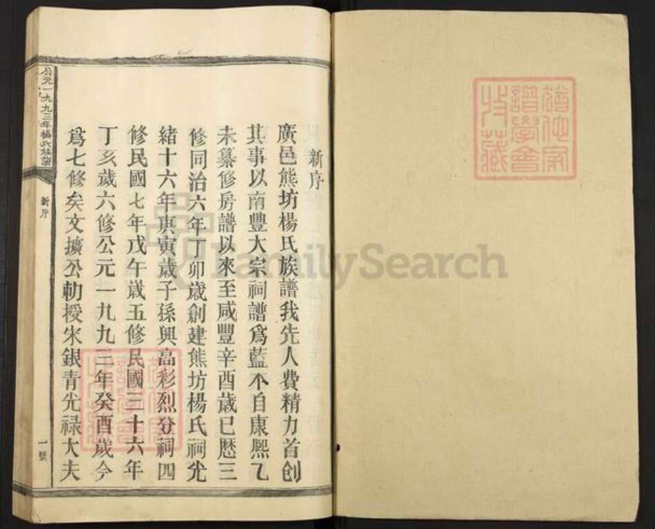 江西省抚州市南丰县杨氏族谱-公元一九九三年杨氏族谱.pdf电子版预览图1